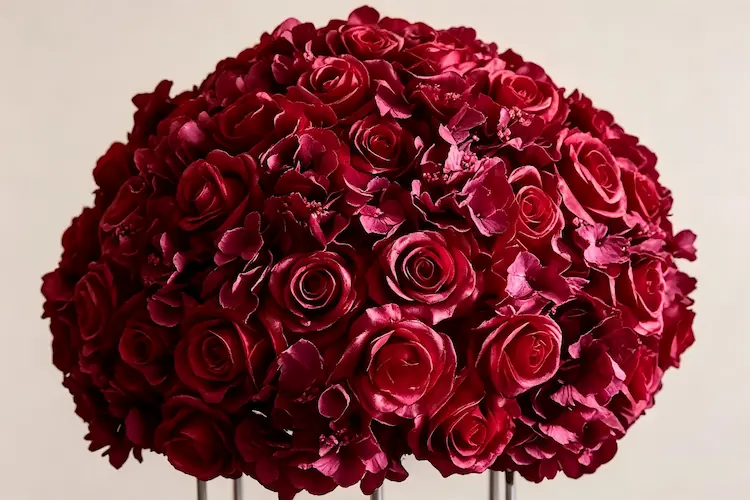 silk flower ball texture close up wedding decoration