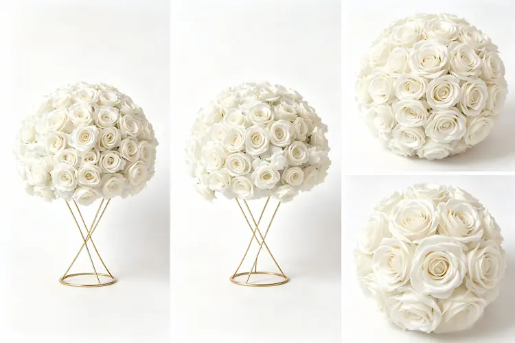 white rose flower ball product view pure white silk roses
