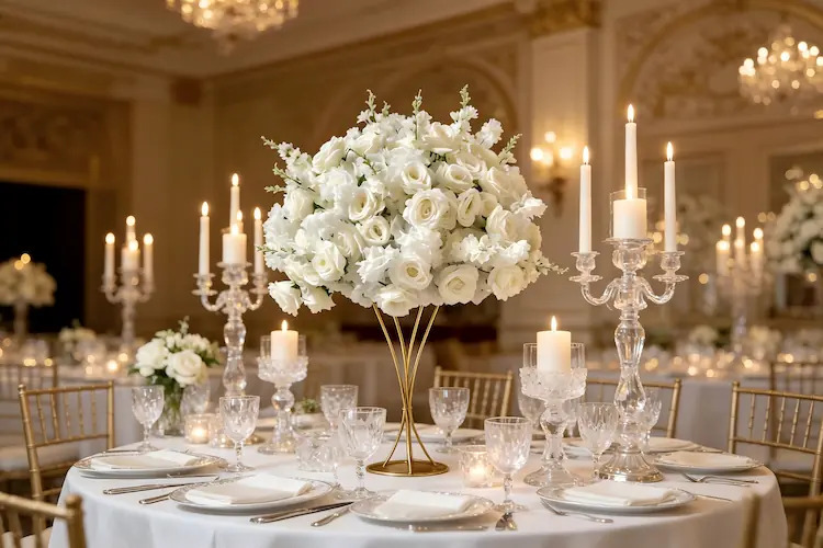 white rose flower ball wedding centerpiece pure elegance