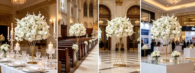 international event cases using XIBO white rose flower balls