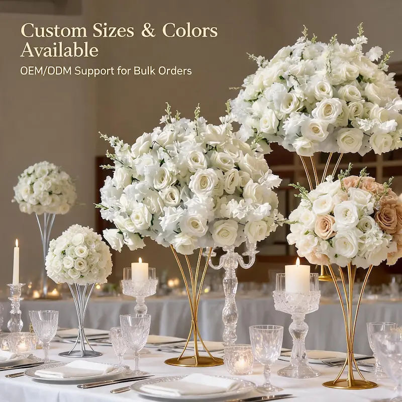 White Flower Ball – Artificial White Rose Flower Ball（Pure White Rose Ball for Weddings, Events & Displays）