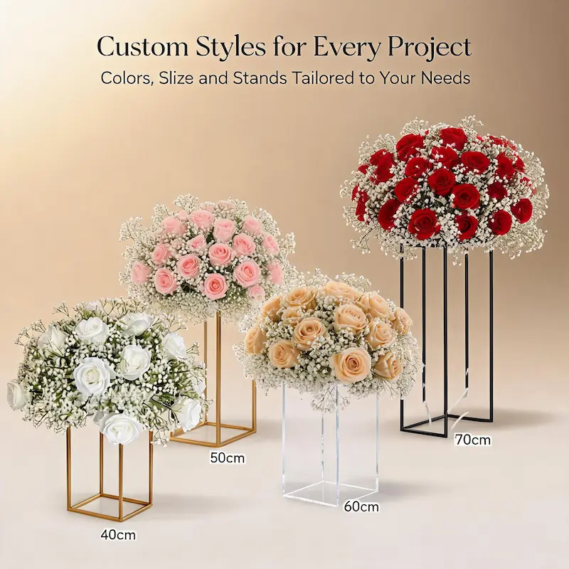 Silk Flower Arrangements – Artificial Silk Flower Ball（Premium Silk Floral Decor for Weddings, Events & Displays）