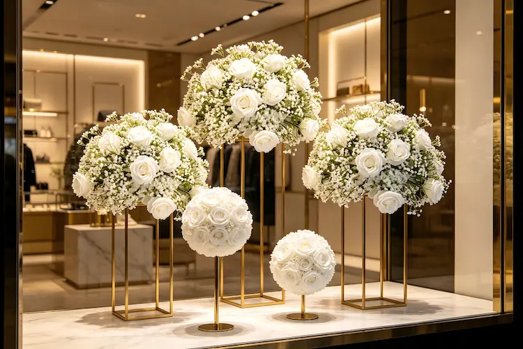 silk flower ball commercial display retail decor