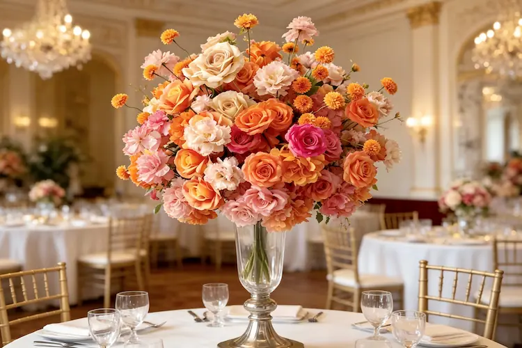 red rose flower ball wedding centerpiece romantic passion