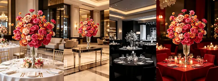 international event cases using XIBO red rose flower balls