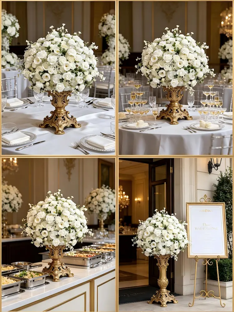 flower ball centerpiece multiple wedding scenes tables altar buffet