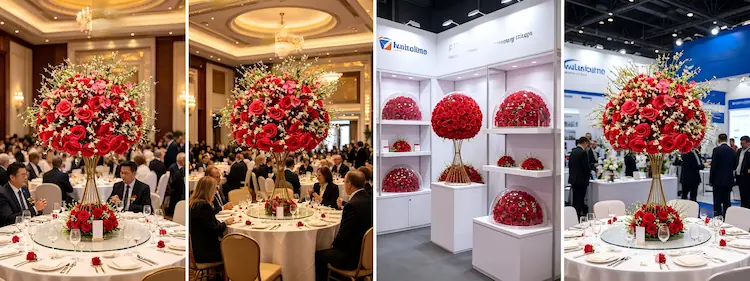 international event cases using XIBO table flower balls