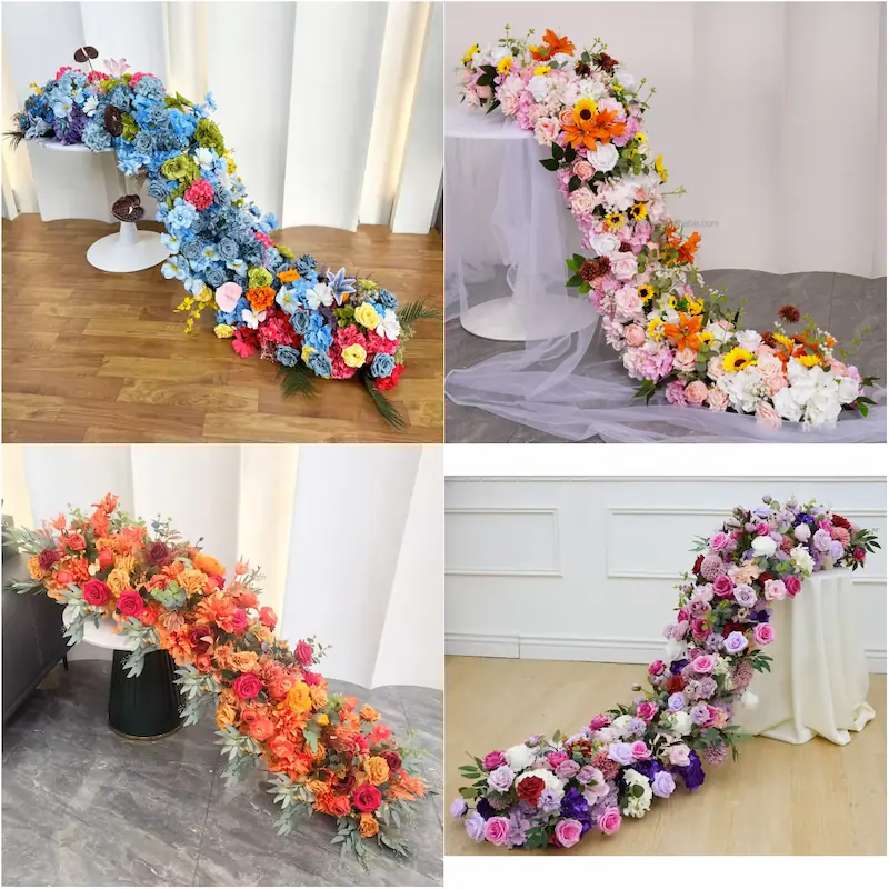 Red Flower Runner – Artificial Red Rose Aisle Runner for Weddings & Events