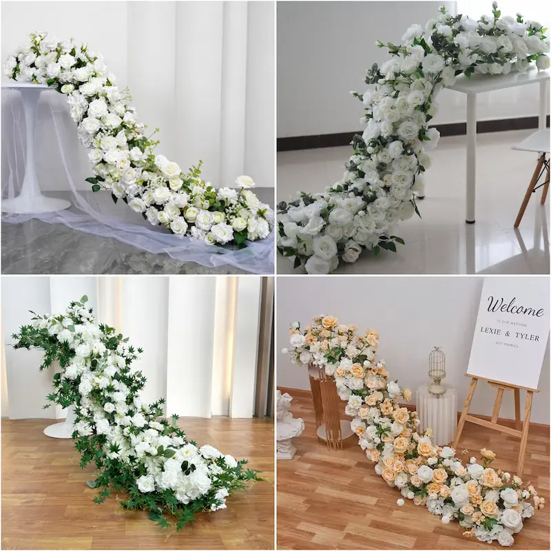 Red Flower Runner – Artificial Red Rose Aisle Runner for Weddings & Events