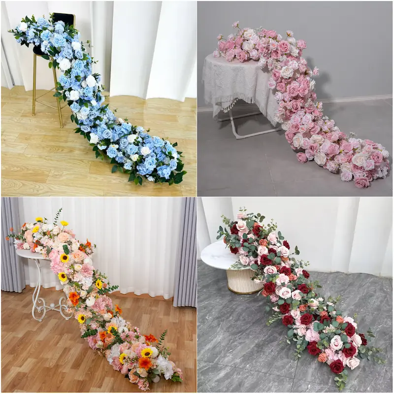 Red Flower Runner – Artificial Red Rose Aisle Runner for Weddings & Events