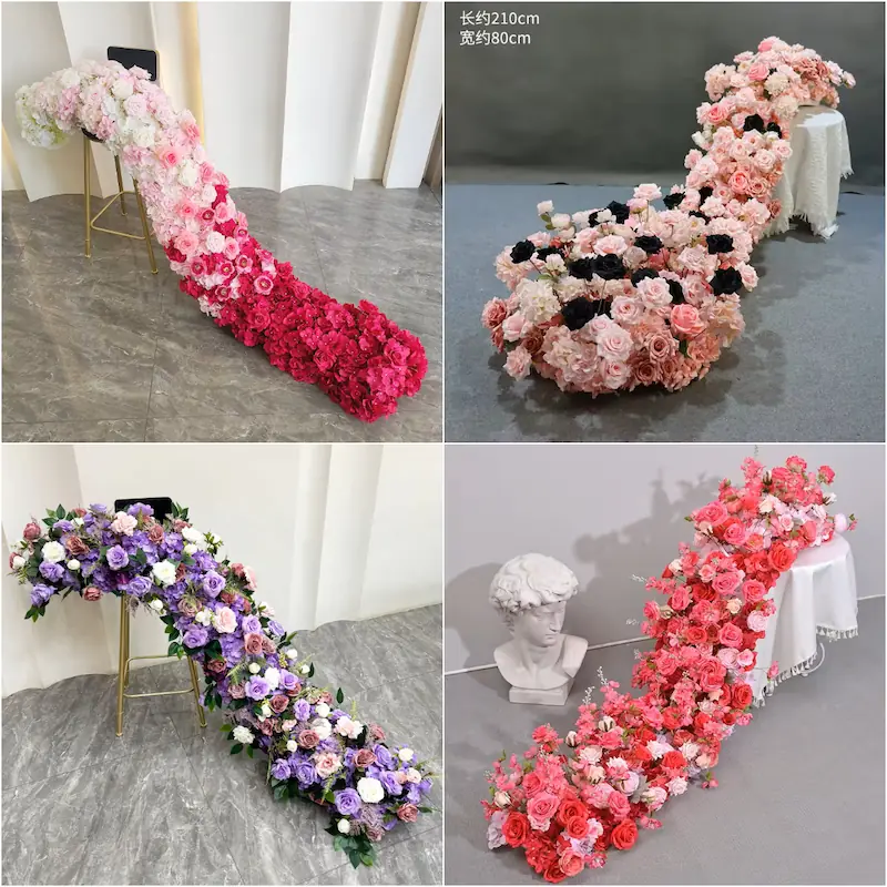 Red Flower Runner – Artificial Red Rose Aisle Runner for Weddings & Events