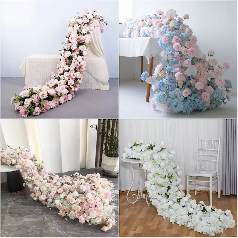 Red Flower Runner – Artificial Red Rose Aisle Runner for Weddings & Events