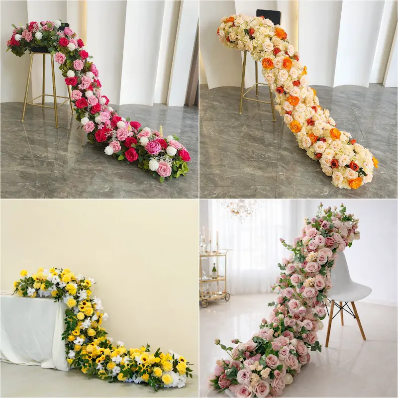 Red Flower Runner – Artificial Red Rose Aisle Runner for Weddings & Events