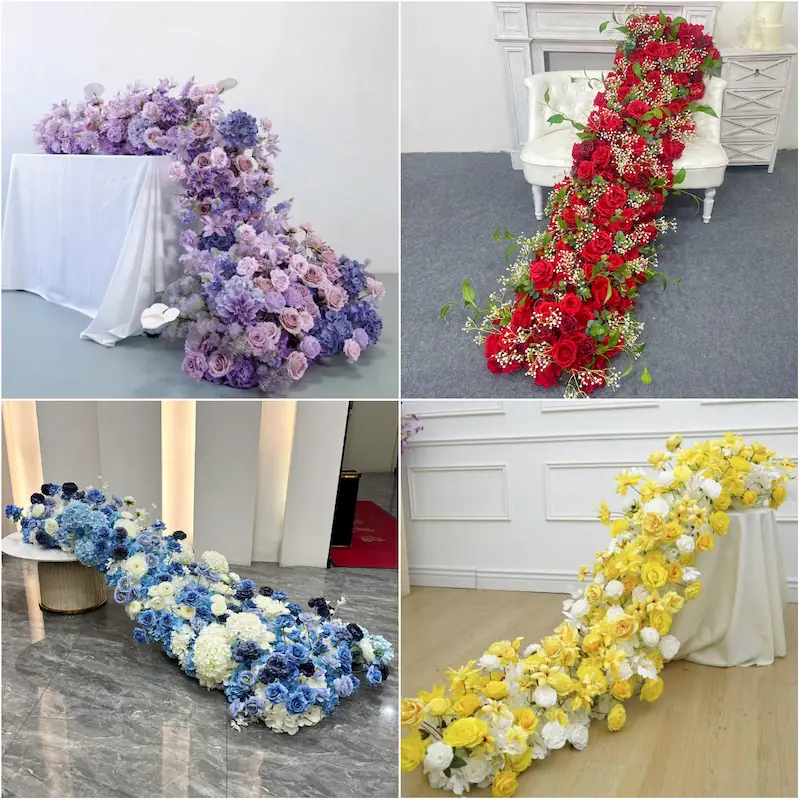 Flower Table Runner – Artificial Flower Runner for Table（Lush Floral Table Runner for Weddings, Banquets & Events）
