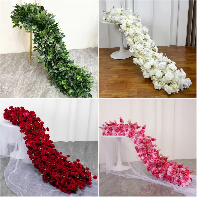 Red Flower Runner – Artificial Red Rose Aisle Runner for Weddings & Events