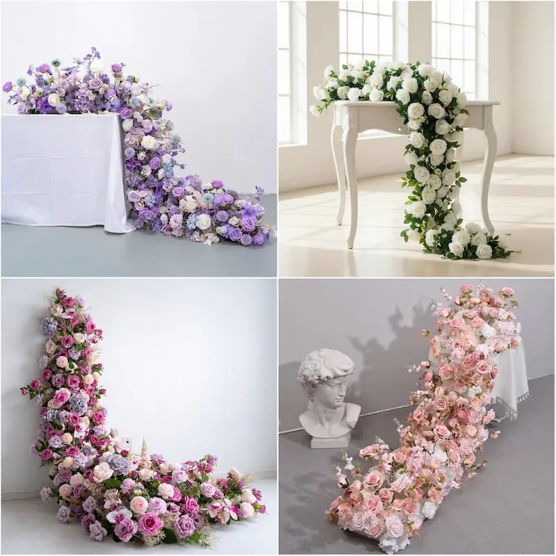 Red Flower Runner – Artificial Red Rose Aisle Runner for Weddings & Events