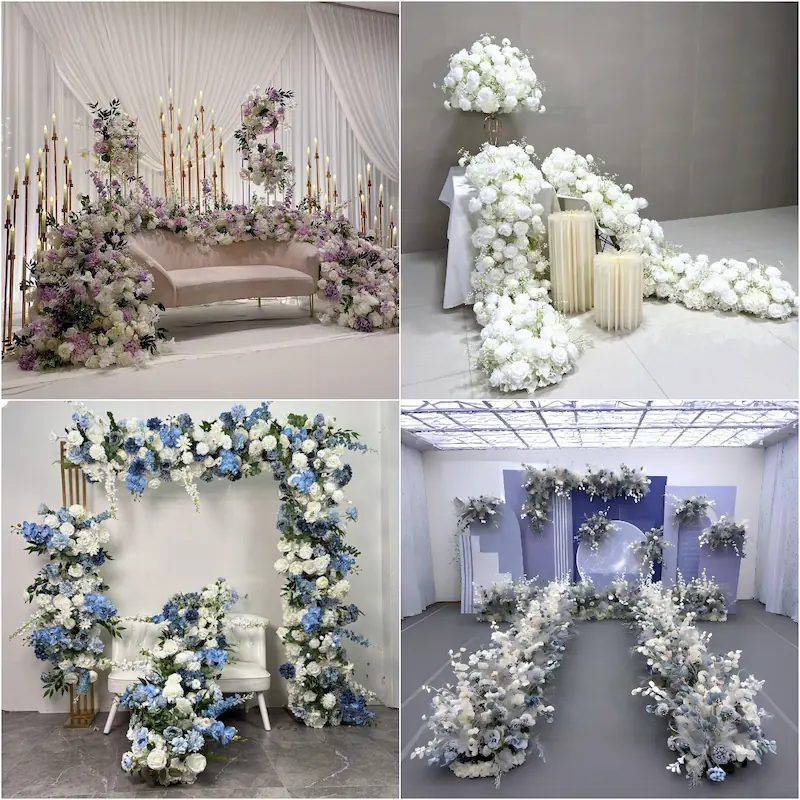 Flower Table Runner – Artificial Flower Runner for Table（Lush Floral Table Runner for Weddings, Banquets & Events）