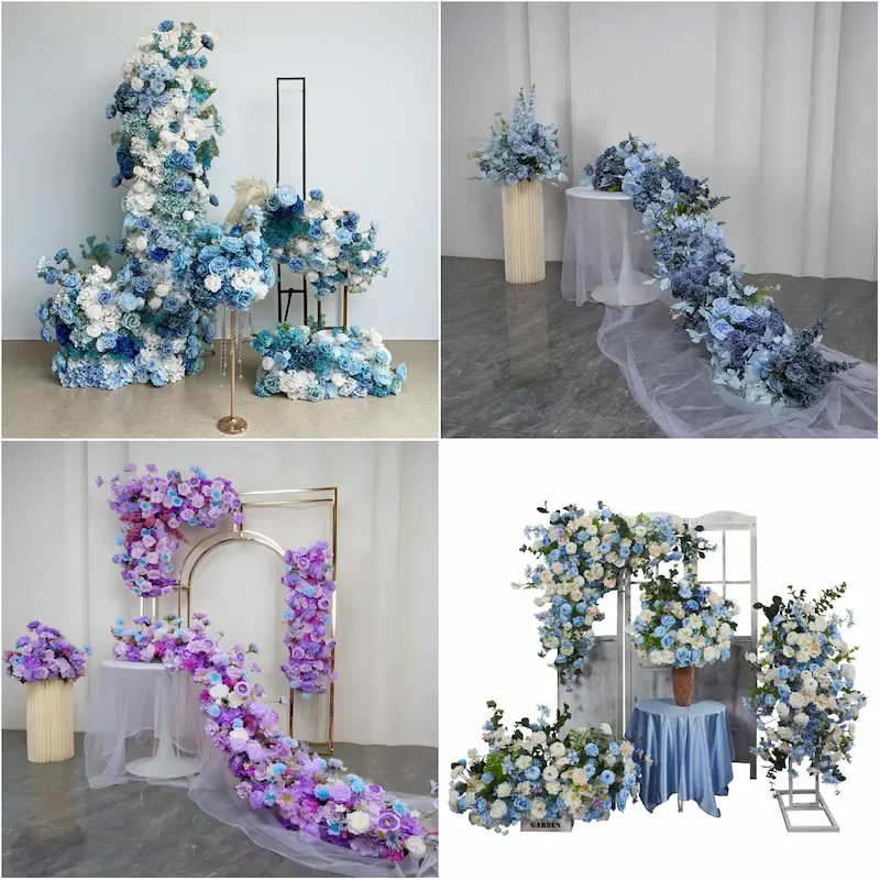 Flower Table Runner – Artificial Flower Runner for Table（Lush Floral Table Runner for Weddings, Banquets & Events）