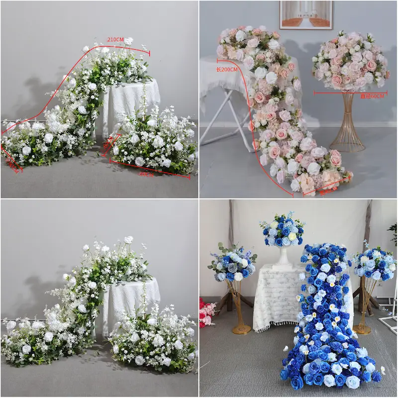 Flower Table Runner – Artificial Flower Runner for Table（Lush Floral Table Runner for Weddings, Banquets & Events）