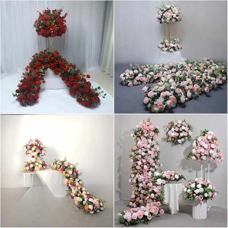 Flower Table Runner – Artificial Flower Runner for Table（Lush Floral Table Runner for Weddings, Banquets & Events）