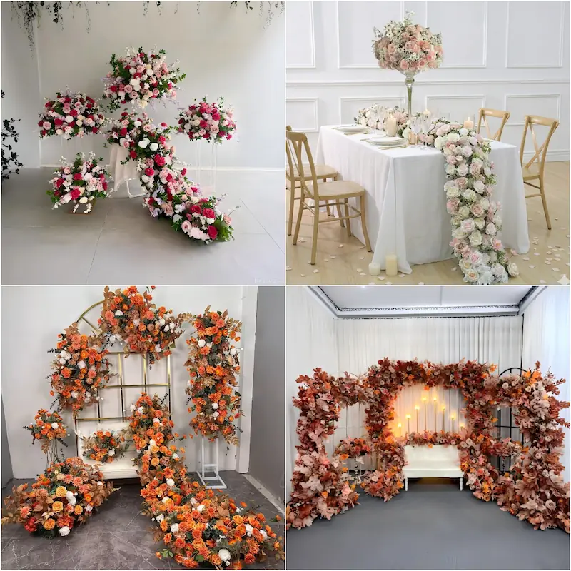 Flower Table Runner – Artificial Flower Runner for Table（Lush Floral Table Runner for Weddings, Banquets & Events）