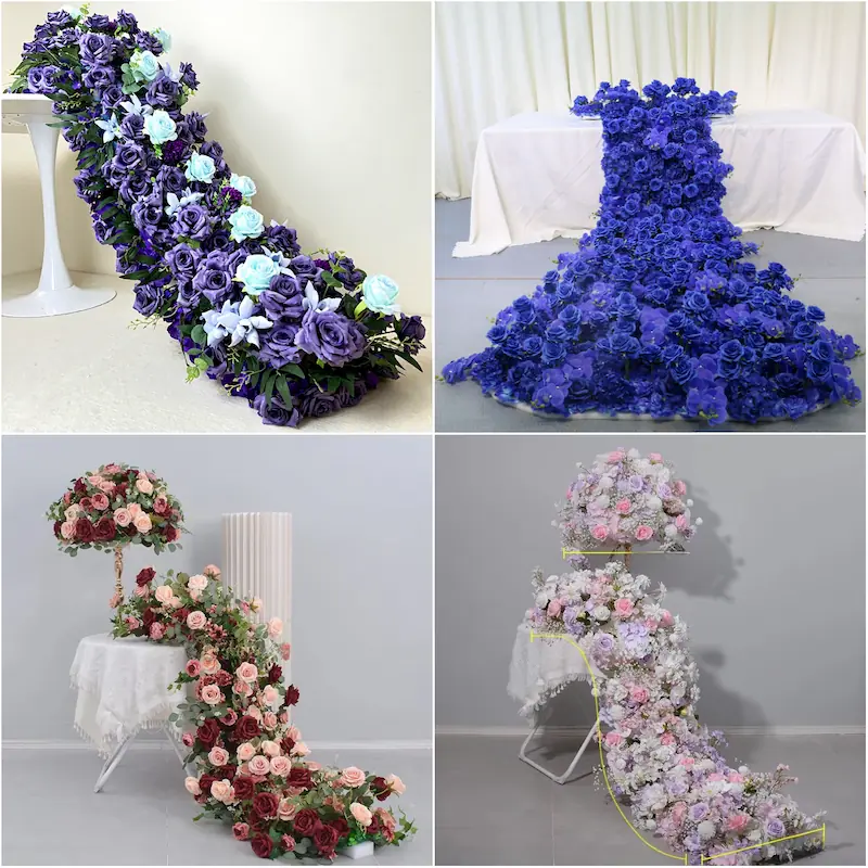 Flower Table Runner – Artificial Flower Runner for Table（Lush Floral Table Runner for Weddings, Banquets & Events）
