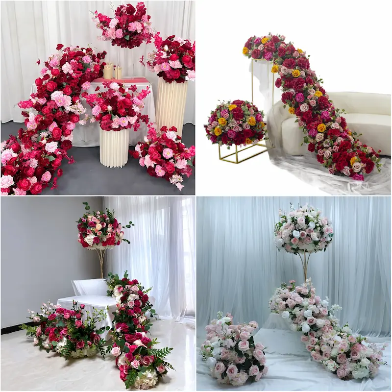 Flower Table Runner – Artificial Flower Runner for Table（Lush Floral Table Runner for Weddings, Banquets & Events）