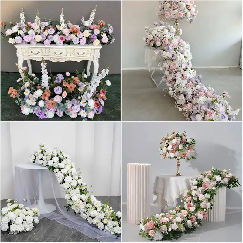Flower Table Runner – Artificial Flower Runner for Table（Lush Floral Table Runner for Weddings, Banquets & Events）