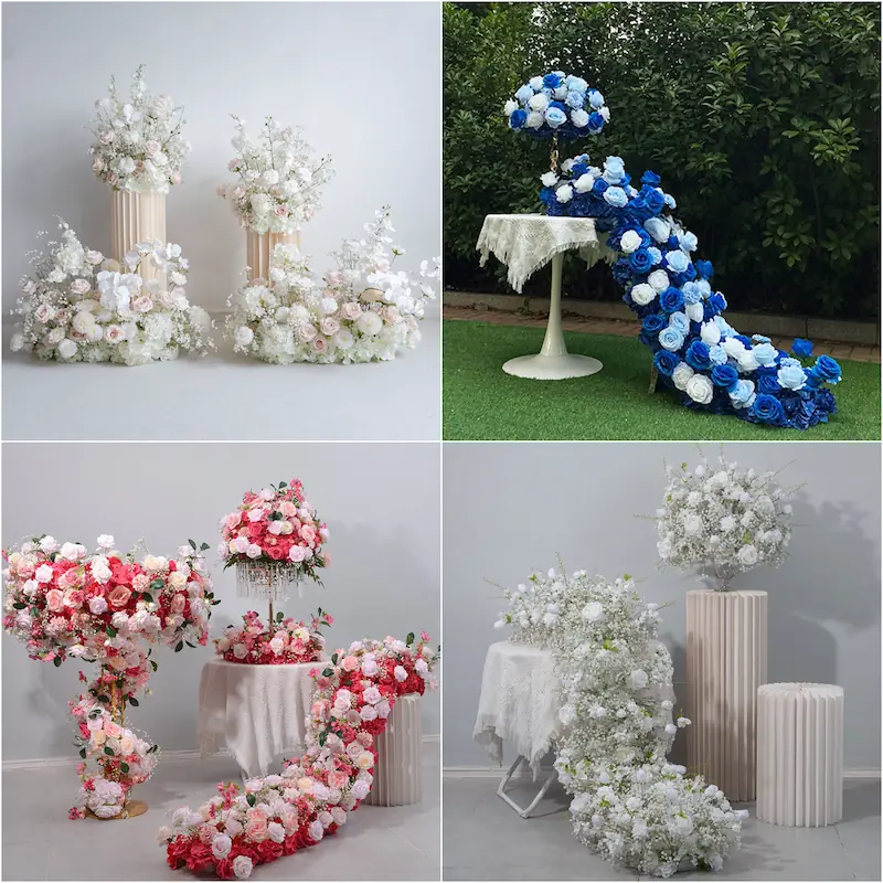 Flower Table Runner – Artificial Flower Runner for Table（Lush Floral Table Runner for Weddings, Banquets & Events）