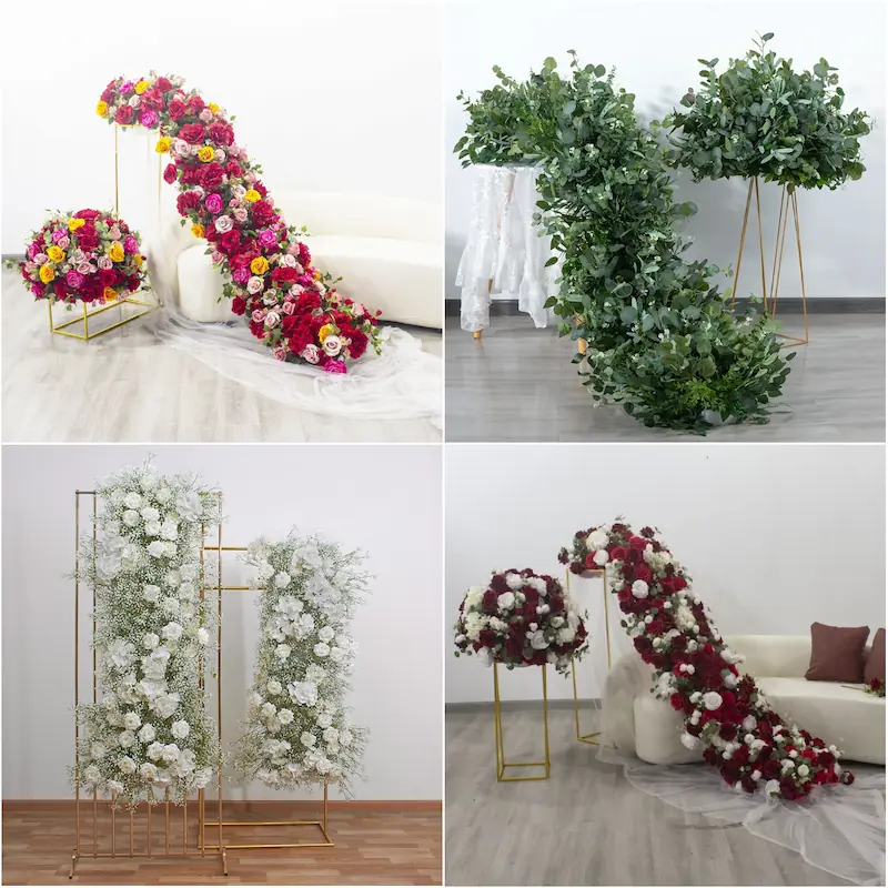 Flower Table Runner – Artificial Flower Runner for Table（Lush Floral Table Runner for Weddings, Banquets & Events）