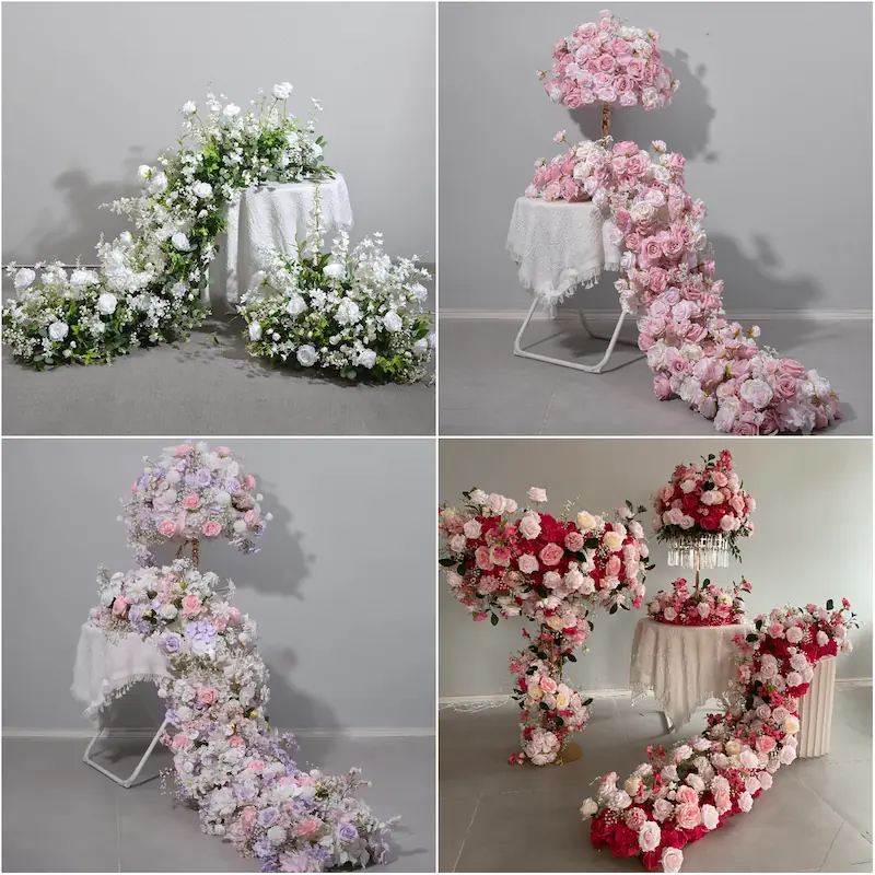 Flower Table Runner – Artificial Flower Runner for Table（Lush Floral Table Runner for Weddings, Banquets & Events）