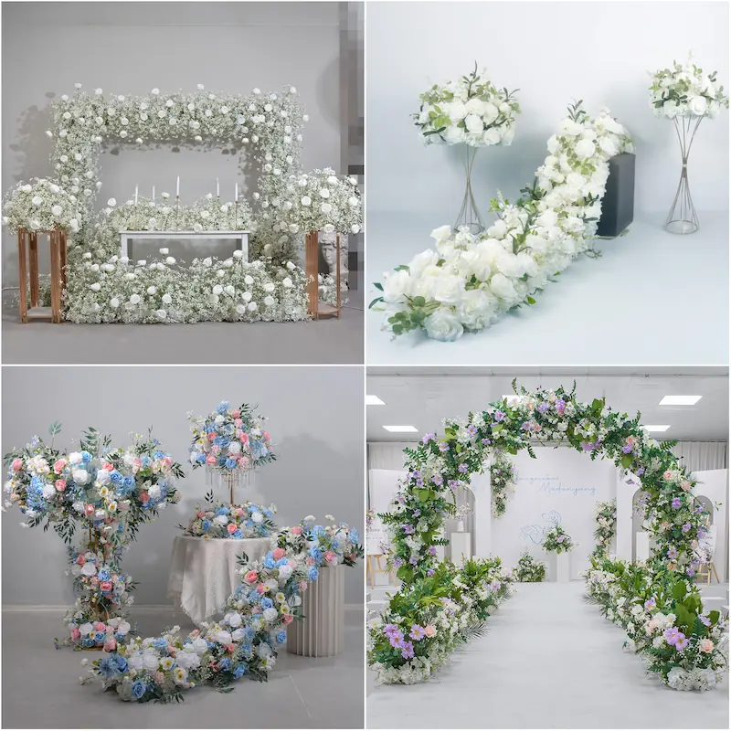 Flower Table Runner – Artificial Flower Runner for Table（Lush Floral Table Runner for Weddings, Banquets & Events）