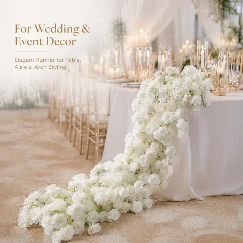 Flower Runner – Artificial Flower Runner for Wedding Aisle（Lush Aisle Runner for Wedding Ceremonies & Receptions）