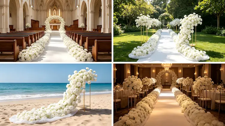 flower runner multiple scenes church outdoor beach banquet