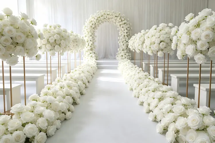 flower runner wedding aisle ceremony decor
