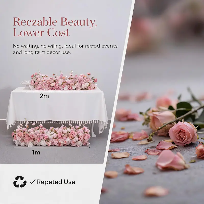 Artificial Flower Runner – Wedding Aisle Flower Runner Decor（Lush Floral Aisle Decor for Wedding Ceremonies & Receptions）