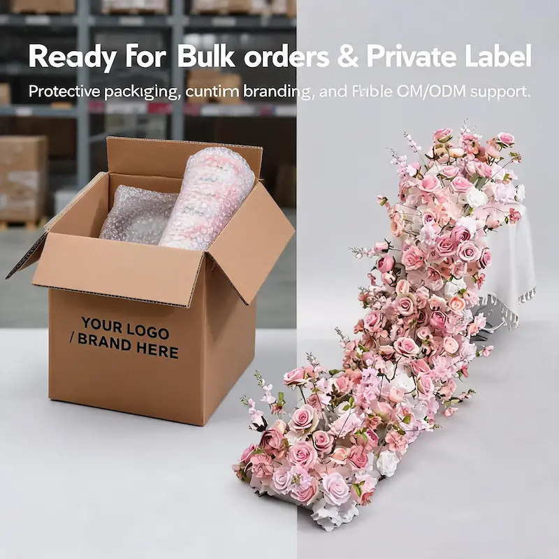Artificial Flower Runner – Wedding Aisle Flower Runner Decor（Lush Floral Aisle Decor for Wedding Ceremonies & Receptions）