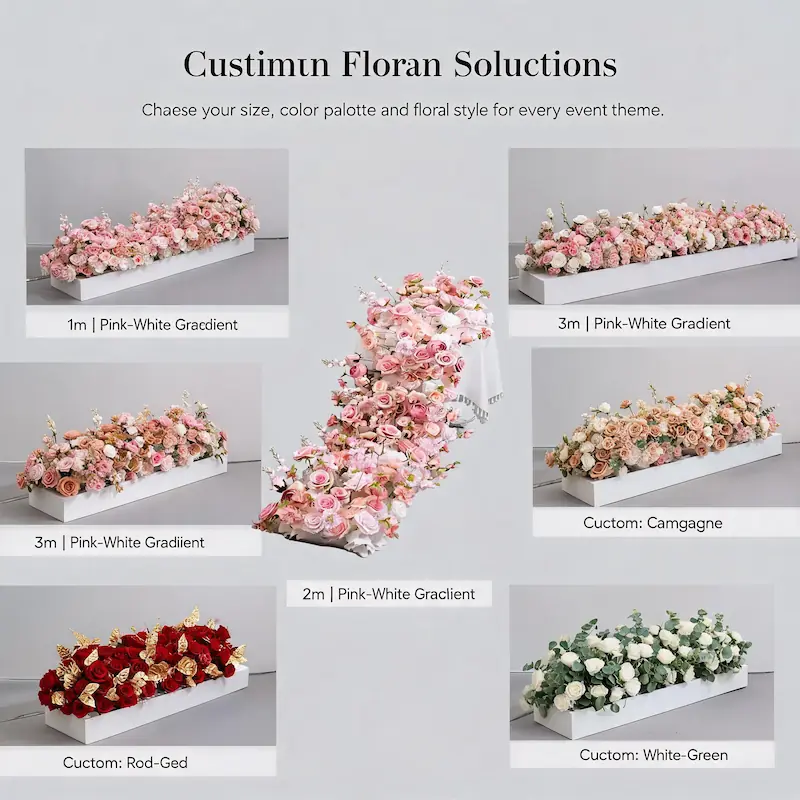 Artificial Flower Runner – Wedding Aisle Flower Runner Decor（Lush Floral Aisle Decor for Wedding Ceremonies & Receptions）
