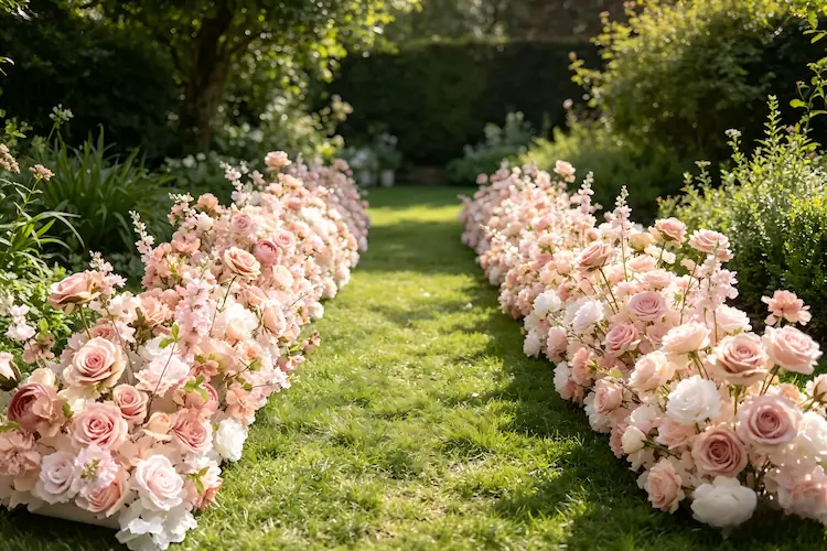 flower runner outdoor garden wedding aisle decor