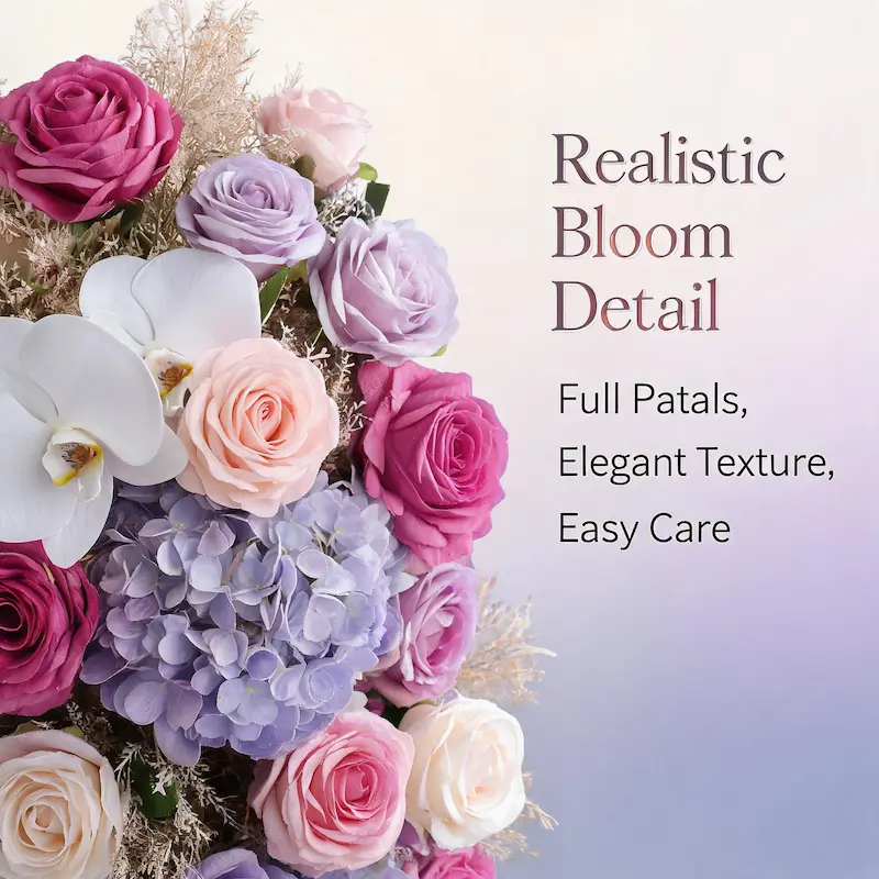 Wedding Flower Runner – Artificial Aisle Flower Runner（Lush Floral Runner for Wedding Aisle & Reception Decor）