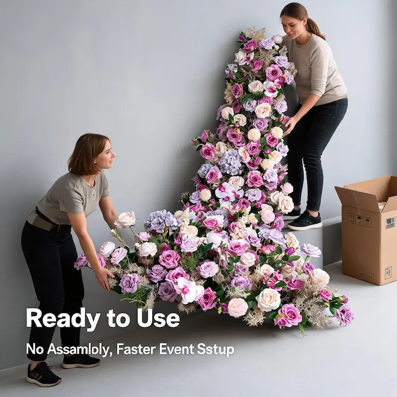 Wedding Flower Runner – Artificial Aisle Flower Runner（Lush Floral Runner for Wedding Aisle & Reception Decor）