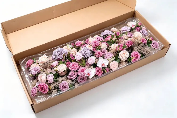 wedding flower runner packaging in carton for shipping