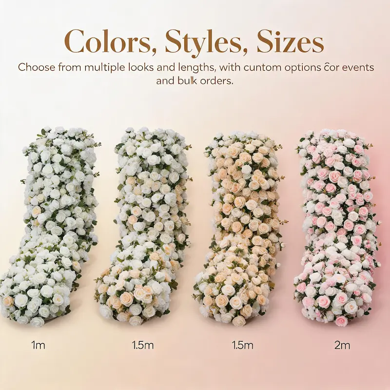 Flower Table Runner – Artificial Flower Runner for Table（Lush Floral Table Runner for Weddings, Banquets & Events）