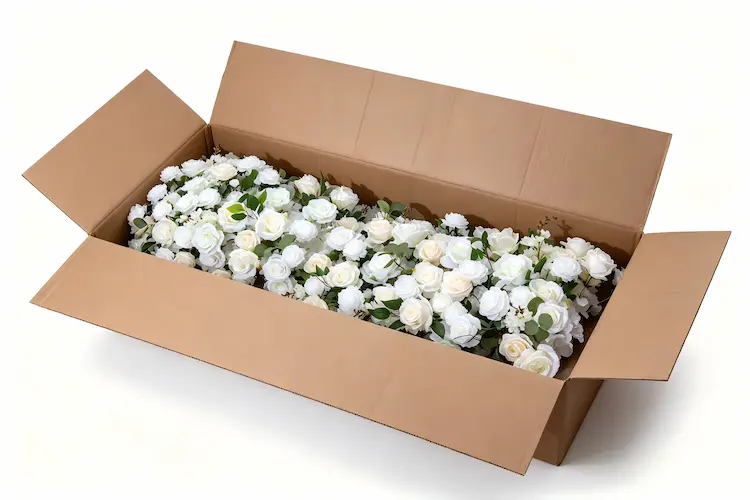 flower table runner packaging in carton for shipping