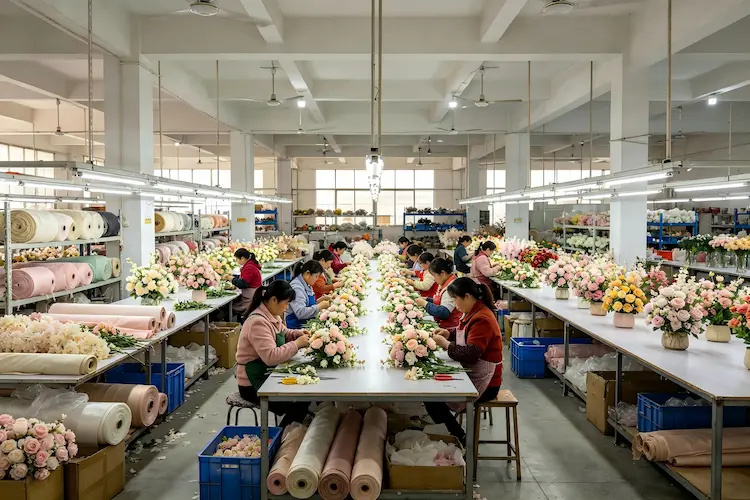 flower table runner factory production line