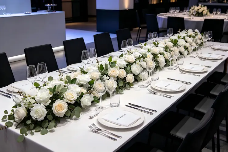 flower table runner corporate event gala table