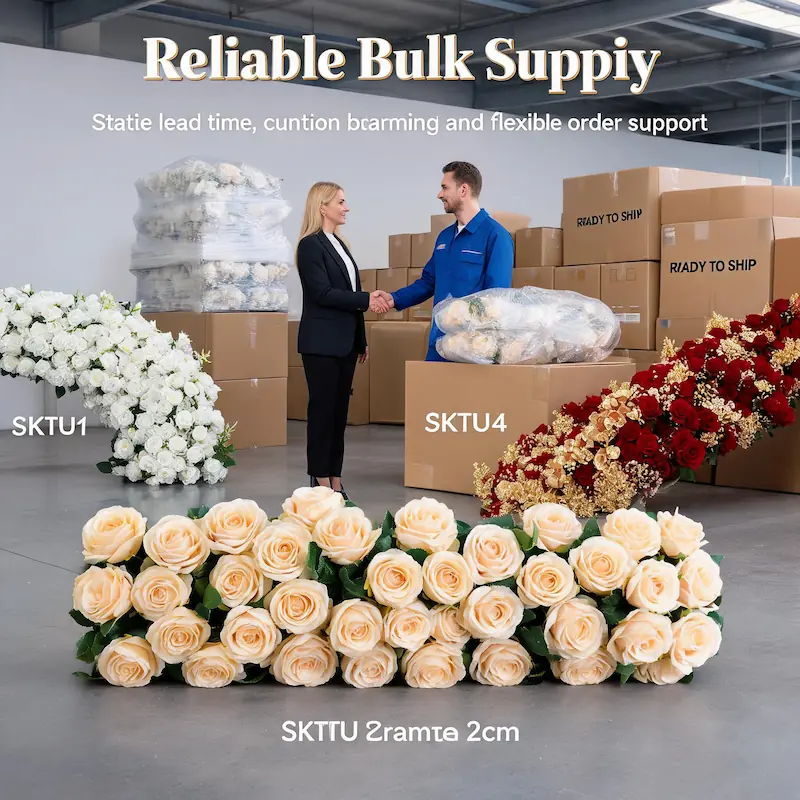 White Flower Runner – Artificial White Aisle Flower Runner for Weddings & Events