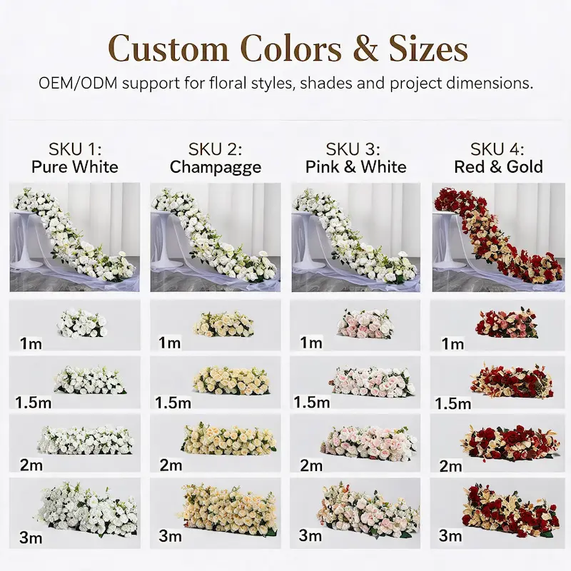 White Flower Runner – Artificial White Aisle Flower Runner for Weddings & Events