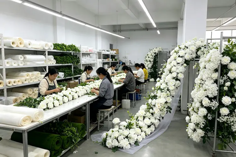 white flower runner factory production line
