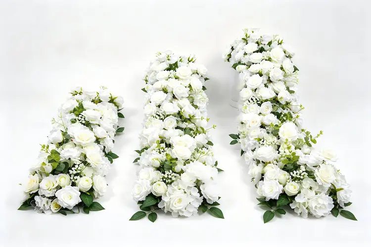 white flower runner size comparison different lengths